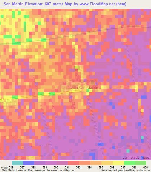 San Martin,Argentina Elevation Map