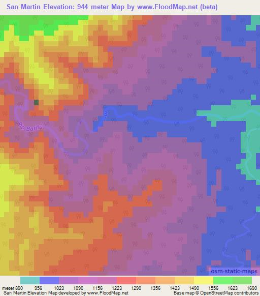 San Martin,Argentina Elevation Map