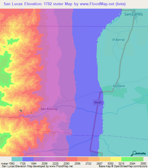 San Lucas,Argentina Elevation Map