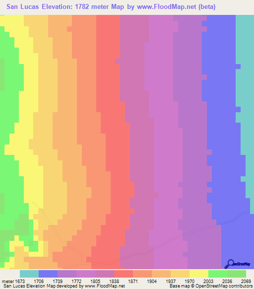 San Lucas,Argentina Elevation Map