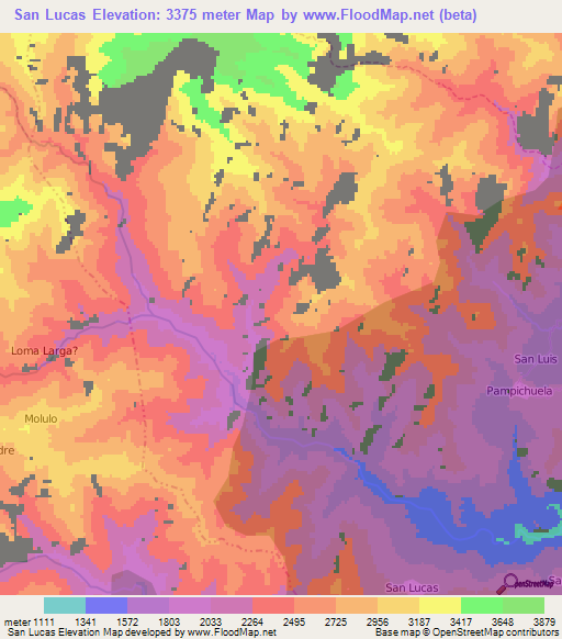 San Lucas,Argentina Elevation Map