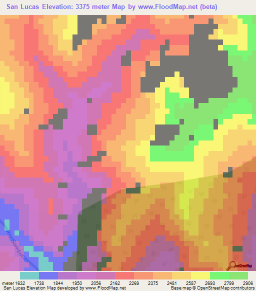 San Lucas,Argentina Elevation Map