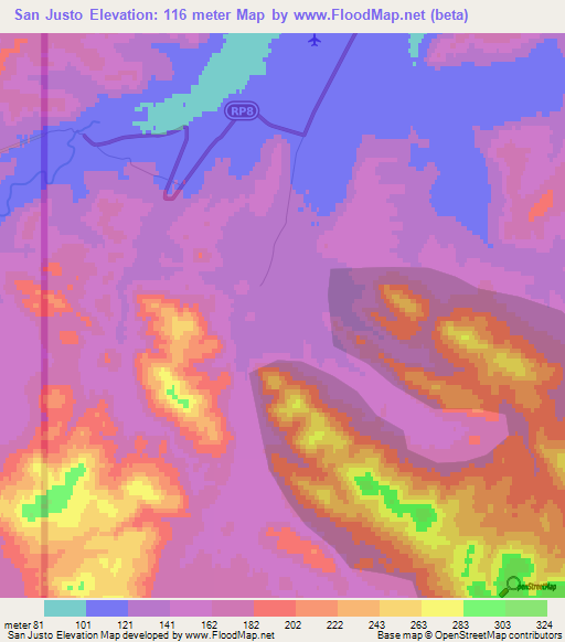 San Justo,Argentina Elevation Map