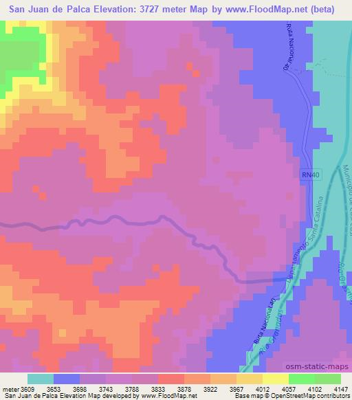 San Juan de Palca,Argentina Elevation Map