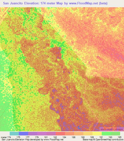 San Juancito,Argentina Elevation Map