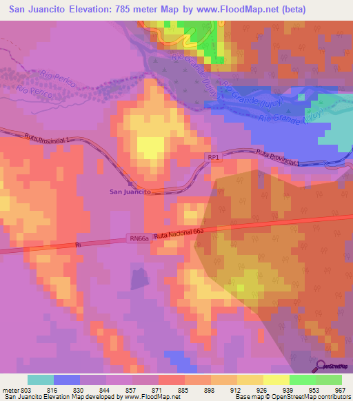 San Juancito,Argentina Elevation Map