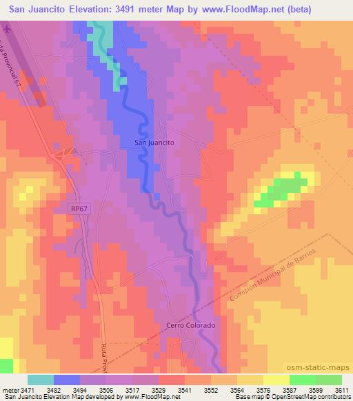San Juancito,Argentina Elevation Map