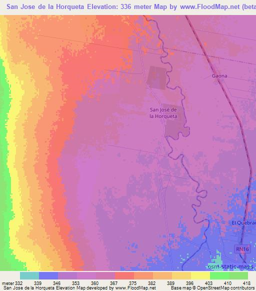 San Jose de la Horqueta,Argentina Elevation Map