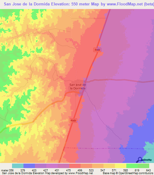San Jose de la Dormida,Argentina Elevation Map