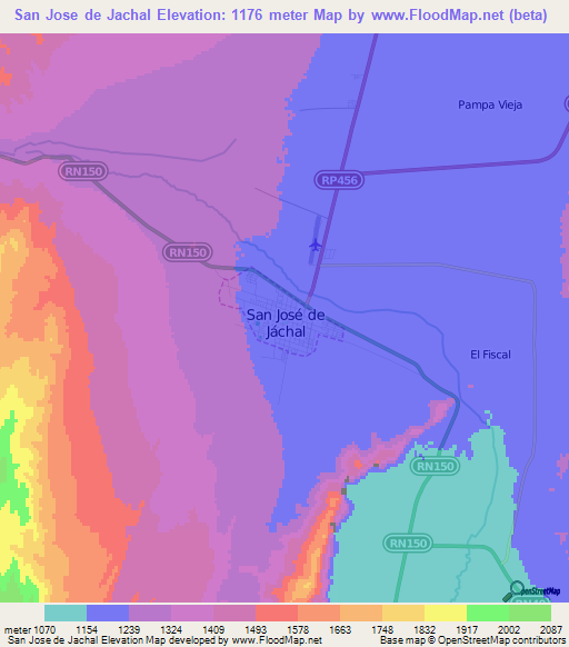 San Jose de Jachal,Argentina Elevation Map