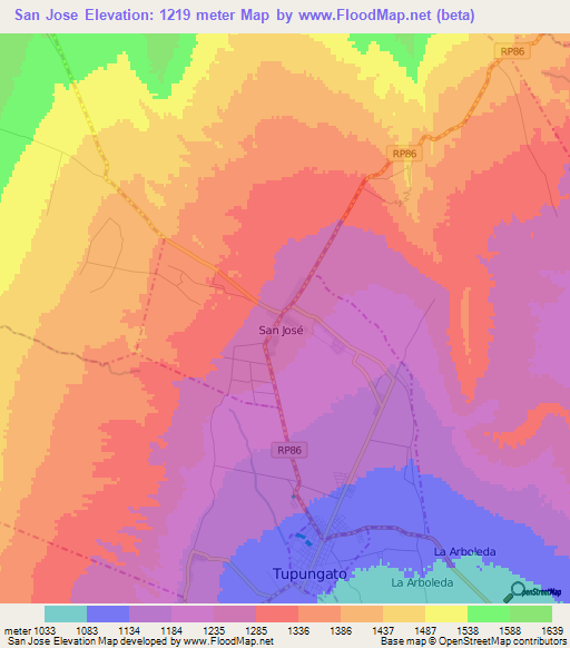 San Jose,Argentina Elevation Map