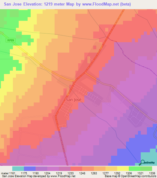 San Jose,Argentina Elevation Map