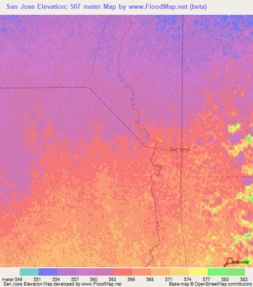 San Jose,Argentina Elevation Map