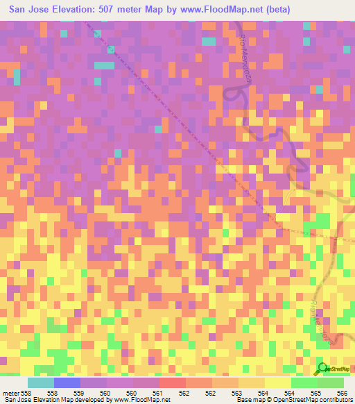 San Jose,Argentina Elevation Map