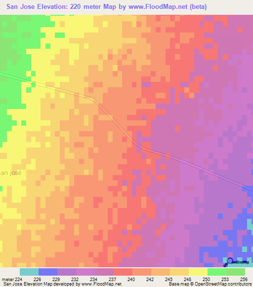 San Jose,Argentina Elevation Map