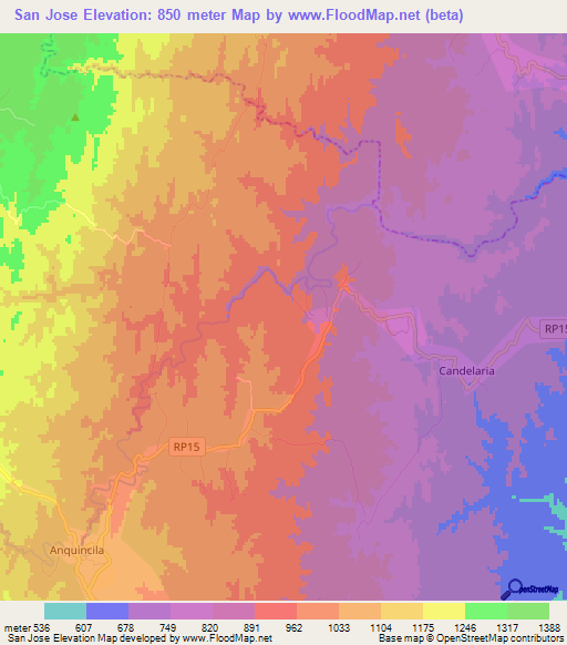 San Jose,Argentina Elevation Map