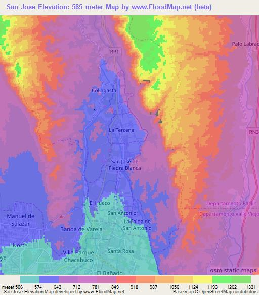 San Jose,Argentina Elevation Map