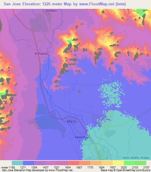San Jose,Argentina Elevation Map