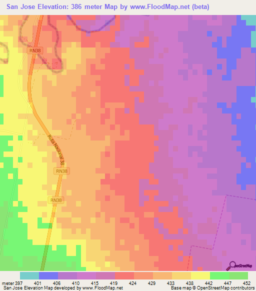 San Jose,Argentina Elevation Map