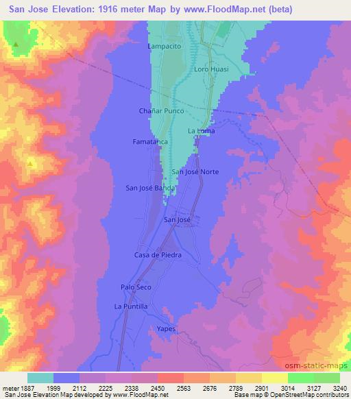 San Jose,Argentina Elevation Map
