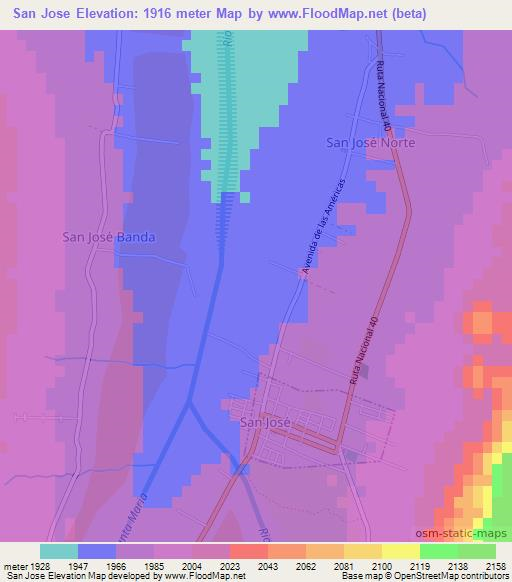 San Jose,Argentina Elevation Map