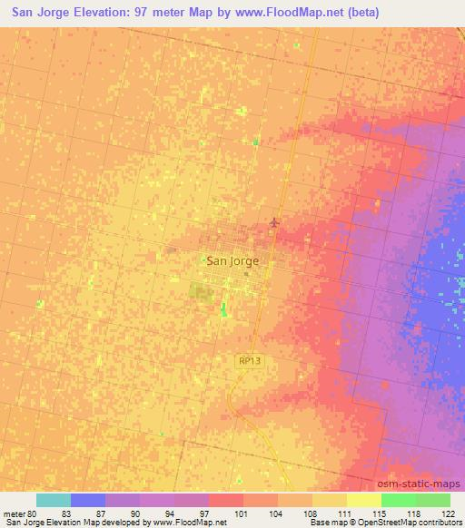 San Jorge,Argentina Elevation Map