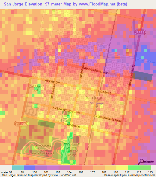 San Jorge,Argentina Elevation Map