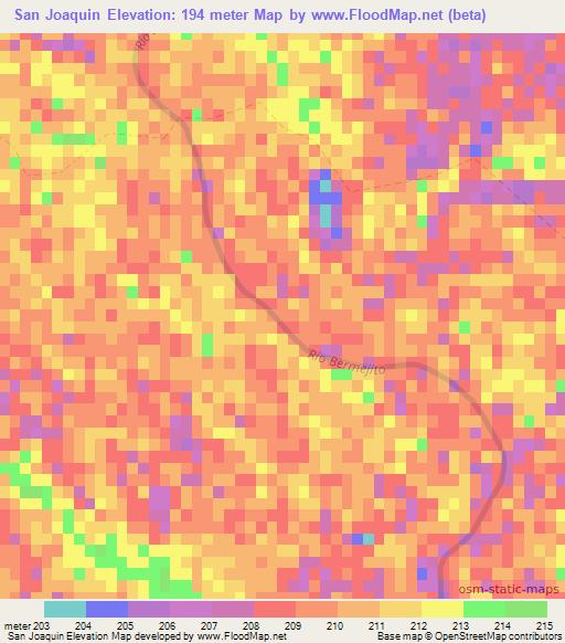San Joaquin,Argentina Elevation Map