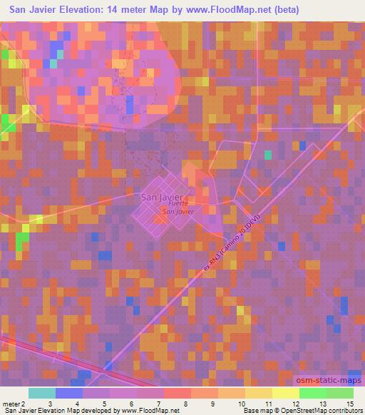 San Javier,Argentina Elevation Map