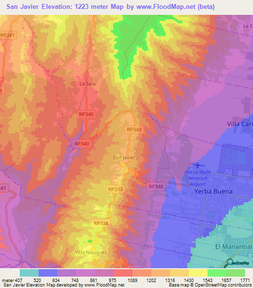 San Javier,Argentina Elevation Map