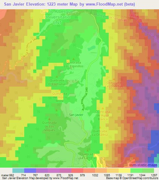 San Javier,Argentina Elevation Map