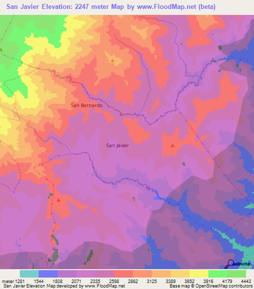 San Javier,Argentina Elevation Map