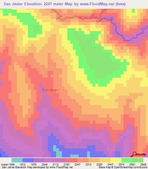 San Javier,Argentina Elevation Map