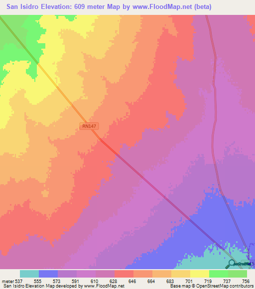 San Isidro,Argentina Elevation Map