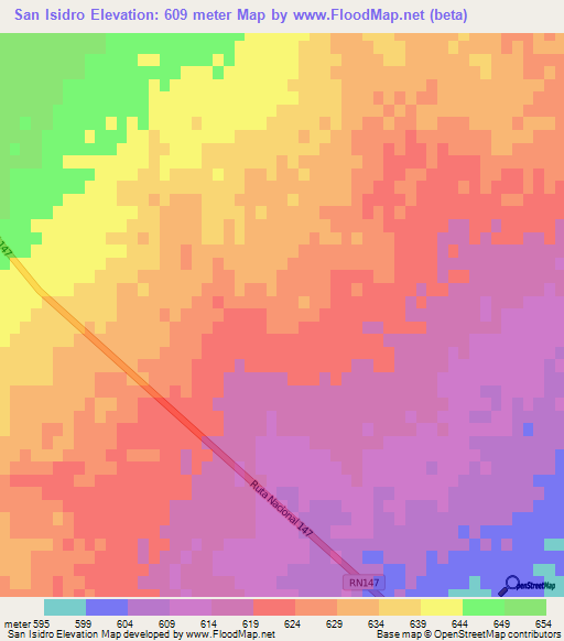 San Isidro,Argentina Elevation Map