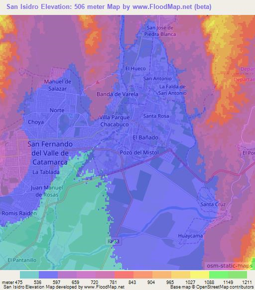 San Isidro,Argentina Elevation Map