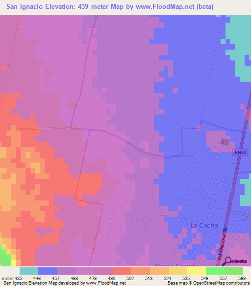 San Ignacio,Argentina Elevation Map