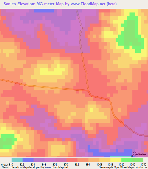 Sanico,Argentina Elevation Map