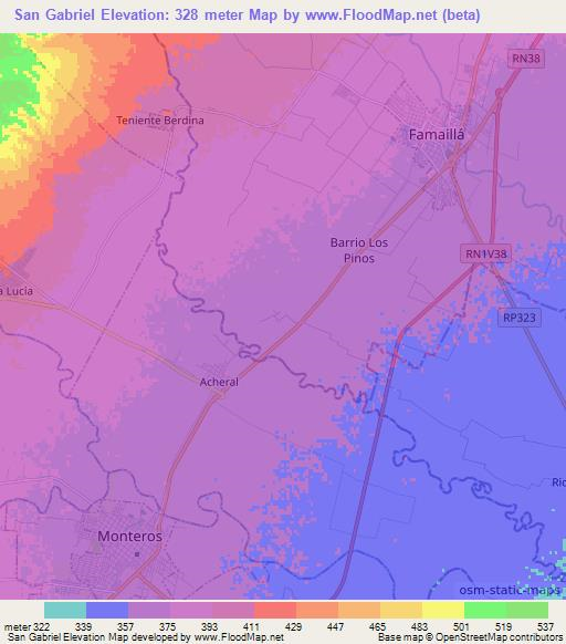 San Gabriel,Argentina Elevation Map