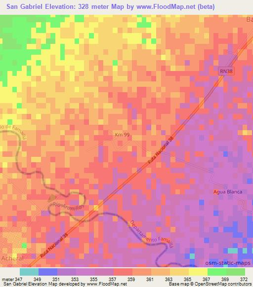 San Gabriel,Argentina Elevation Map