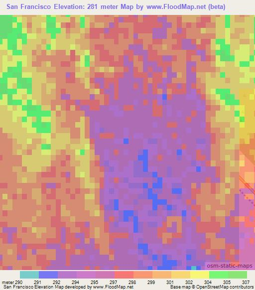 San Francisco,Argentina Elevation Map