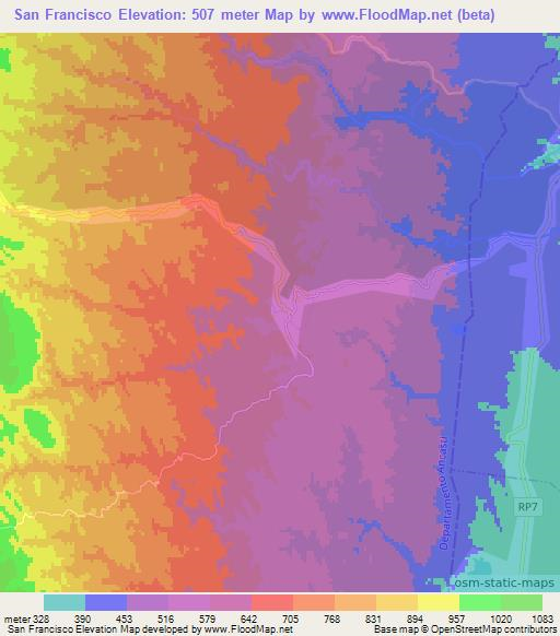 San Francisco,Argentina Elevation Map