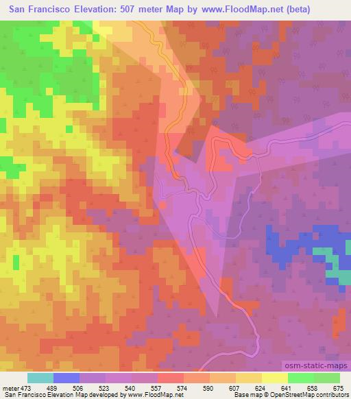 San Francisco,Argentina Elevation Map