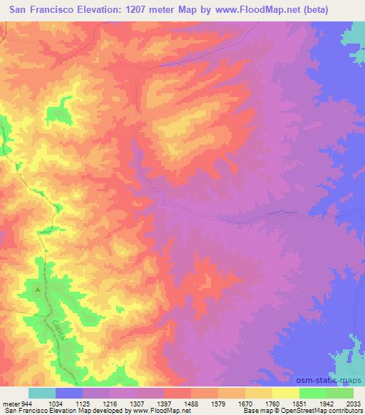 San Francisco,Argentina Elevation Map
