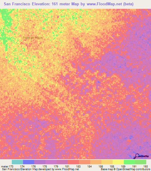 San Francisco,Argentina Elevation Map