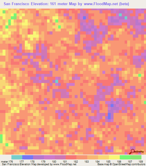 San Francisco,Argentina Elevation Map
