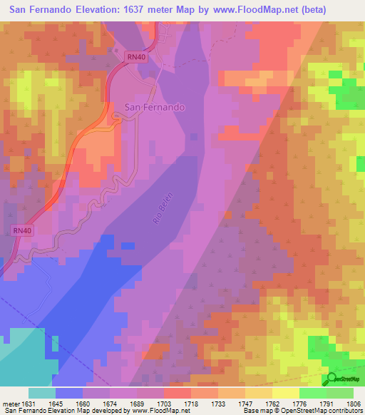 San Fernando,Argentina Elevation Map