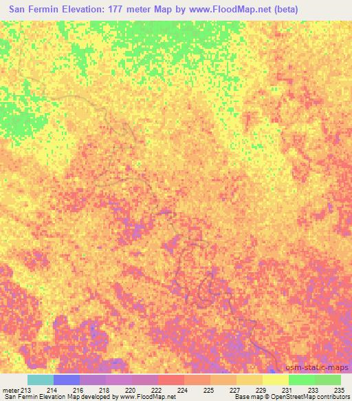 San Fermin,Argentina Elevation Map