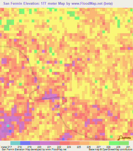 San Fermin,Argentina Elevation Map