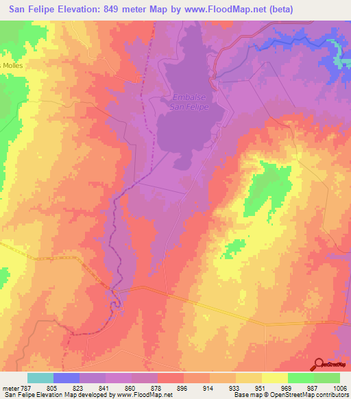 San Felipe,Argentina Elevation Map
